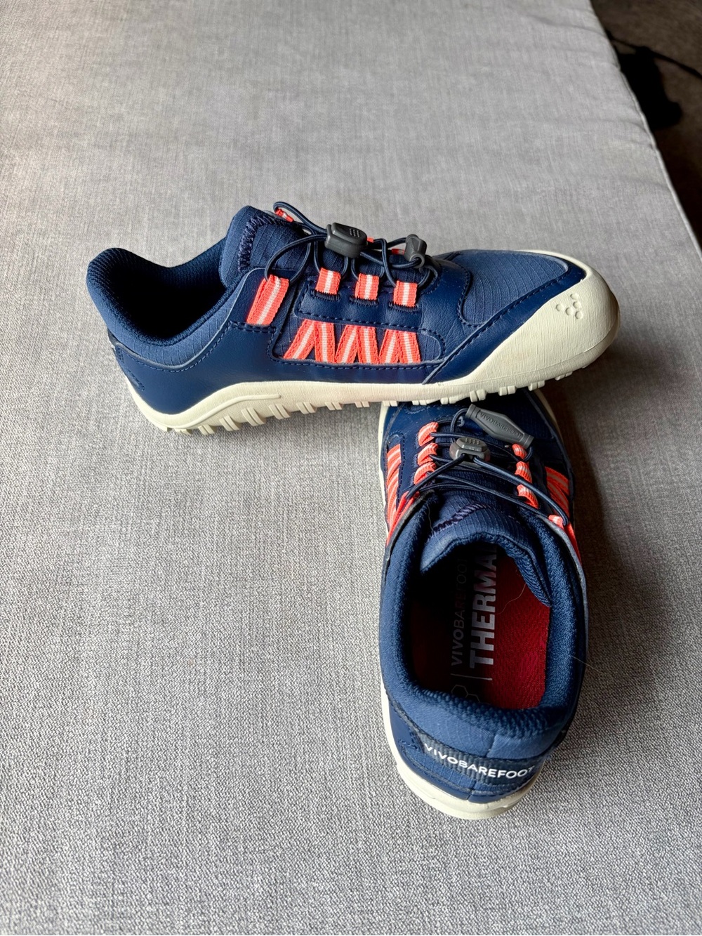 Vivo Barefoot Kids Navy with Coral Accent Trail Sneakers - Picture 2 of 5